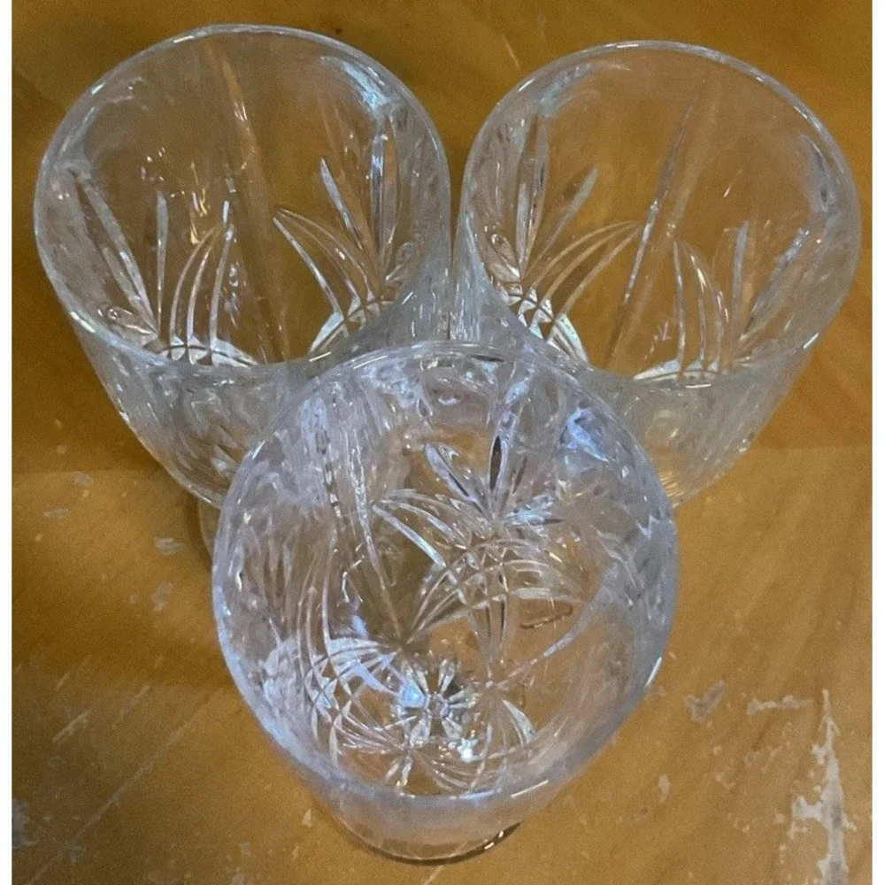 Set of 3 Godinger Milano Pattern Lead Crystal Goblets Iced‎ Tea Water Wine Glass
